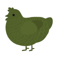 A olive chicken with a lace pattern