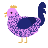 A lavender and navy chicken with a double-lace pattern