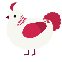 A white and crimson chicken with a neck-band pattern