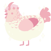 A white and pink chicken with a half-lace pattern