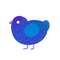 marina, a indigo and sapphire chicken with a double-lace pattern