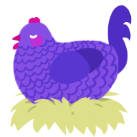A blurple and indigo chicken with a lace pattern