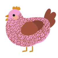 A pink and russet chicken with a double-lace pattern