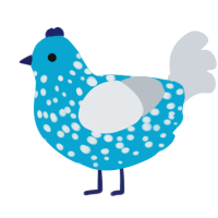 Seppert, a cerulean and mist chicken with a speckle pattern