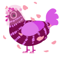A wine and orchid chicken with a bar pattern