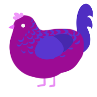 A plum and indigo chicken with a half-lace pattern