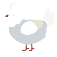 A mist and white chicken with a head pattern