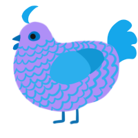 A lilac and sky chicken with a lace pattern