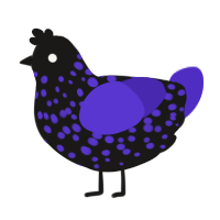 A sable and indigo chicken with a speckle pattern