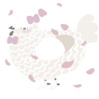 A cream chicken with a lace pattern