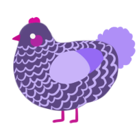 A overcast and lilac chicken with a lace pattern