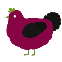A maroon and black chicken