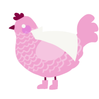 A pink chicken with a lace pattern