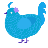 A cerulean and sky chicken with a lace pattern