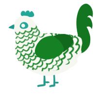 A white and leaf chicken with a lace pattern