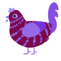 A wine and blurple chicken with a bar pattern