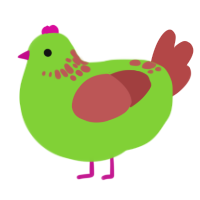 A grass and red chicken with a neck-speckle pattern