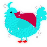 A red chicken with a lace pattern