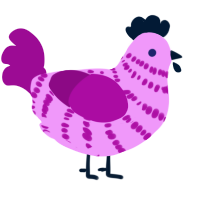 A lavender and plum chicken with a bar pattern