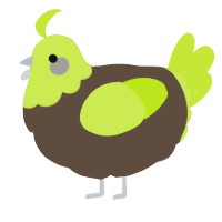 A bark and lime chicken with a head pattern