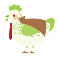 A white and grass chicken with a half-lace pattern