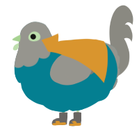 A sea and ash chicken with a head pattern