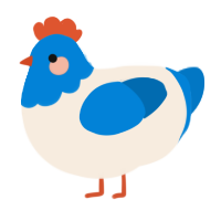 A cream and sapphire chicken with a head pattern
