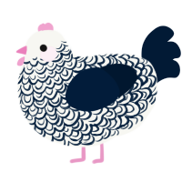 A white and tumblr chicken with a double-lace pattern