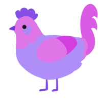 A lilac and orchid chicken with a head pattern