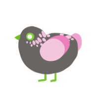 Ordinary Chicken, a grey and pink chicken with a neck-speckle pattern