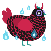A sable and crimson chicken with a lace pattern