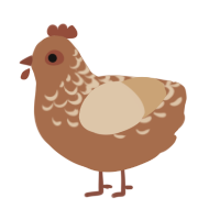 A brown and beige chicken with a half-lace pattern