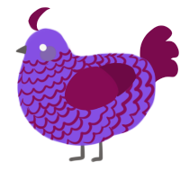 A blurple and wine chicken with a lace pattern