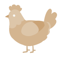 A beige chicken with a head pattern