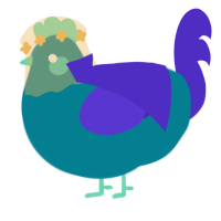 A sea and indigo chicken