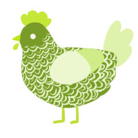 A chartreuse and apple chicken with a double-lace pattern