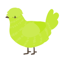 A lime chicken with a bar pattern