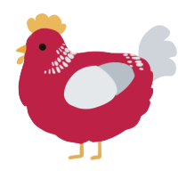 A crimson and mist chicken with a neck-band pattern