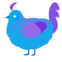 A sky and blurple chicken with a half-lace pattern