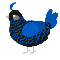 A sable and ultramarine chicken with a lace pattern