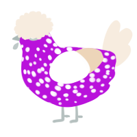 A amethyst and cream chicken with a speckle pattern