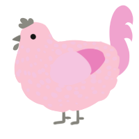 A rose and pink chicken with a speckle pattern
