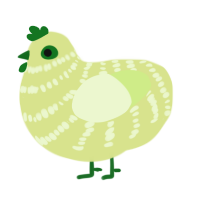 A lemon and apple chicken with a bar pattern