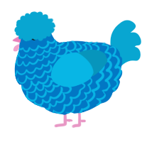 A sapphire and cerulean chicken with a lace pattern