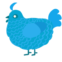 A cerulean and sky chicken with a lace pattern