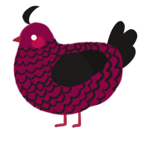 A maroon and sable chicken with a lace pattern