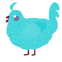 A aqua chicken with a speckle pattern