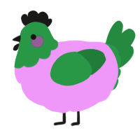 A lavender and viridian chicken with a head pattern