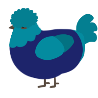 A navy and sea chicken with a head pattern