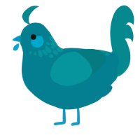 A sea and teal chicken with a neck-speckle pattern
